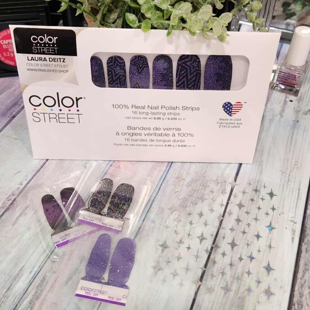 Color Street Purple Glitter Press On Nail Design Bundle
